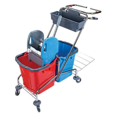 Уборочная двухведерная тележка uctem-plas 2x25 л с отжимом с креплением для мешка ck760  Уборочная двухведерная тележка uctem-plas 2x25 л с отжимом с креплением для мешка ck760 | Двухведерные тележки