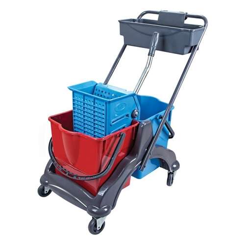  Тележка уборочная пластиковая с контейнером 2х18 л uctem-plas karizma - отжим ck770 | Двухведерные тележки