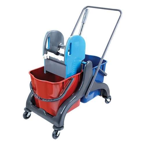  Тележка уборочная пластиковая 2х25 л uctem-plas mimoza - отжим ck750 | Двухведерные тележки