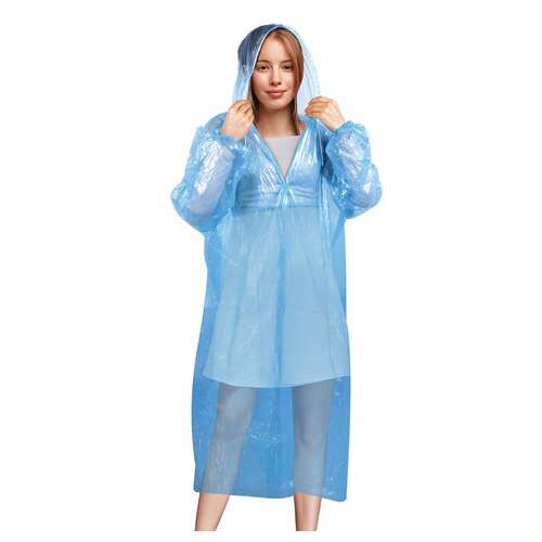  Дождевик-плащ синий на кнопках полиэтиленовый, универсальный размер 120x80 см, shamaani (шамаани), 610929 | Непромокаемые плащи и куртки