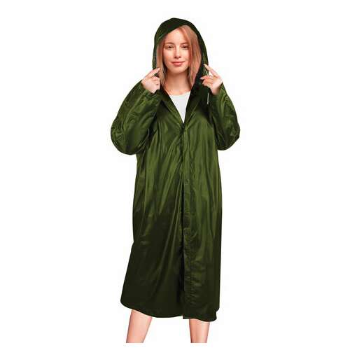  Дождевик-плащ хаки на кнопках виниловый сверхпрочный, размер 50-56, рост 170-185, грандмастер, 610937 | Непромокаемые плащи и куртки