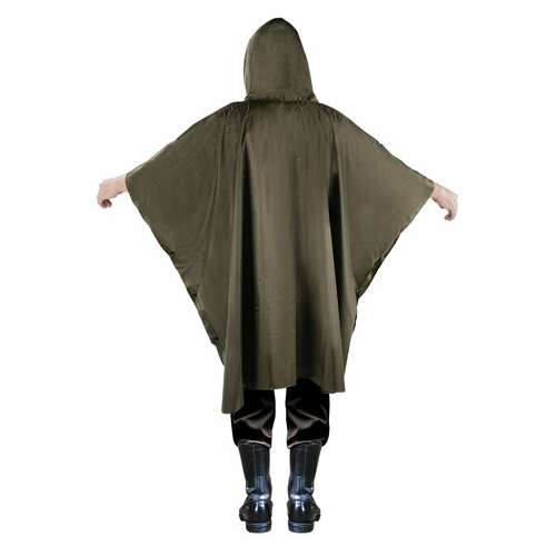  Дождевик-пончо хаки на кнопках многоразовый с пвх покрытием и мешком для хранения грандмастер, 610882 | Непромокаемые плащи и куртки