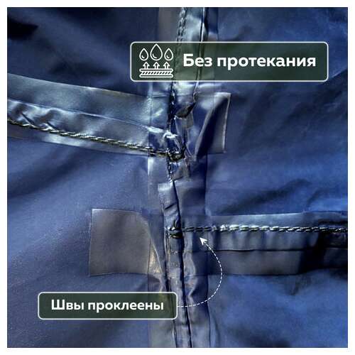  Дождевик-плащ синий на молнии многоразовый с пвх-покрытием, размер 52-54 (xl), рост 170-176, грандмастер, 610866 | Непромокаемые плащи и куртки