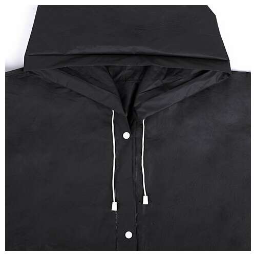  Дождевик плащ черный на кнопках, eva, многоразовый прочный, чехол в комплекте, универсальный размер, shamaani (шамаани), 610932 | Непромокаемые плащи и куртки