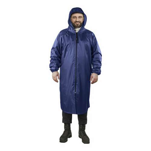  Дождевик-плащ синий на молнии многоразовый с пвх-покрытием, размер 52-54 (xl), рост 170-176, грандмастер, 610866 | Непромокаемые плащи и куртки