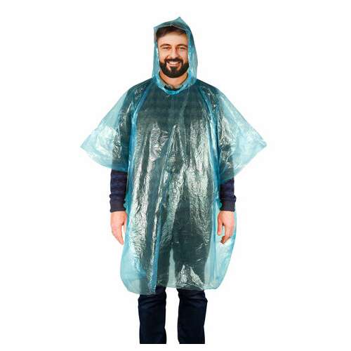  Дождевик-пончо синий полиэтиленовый, универсальный размер, shamaani (шамаани), 610940 | Непромокаемые плащи и куртки