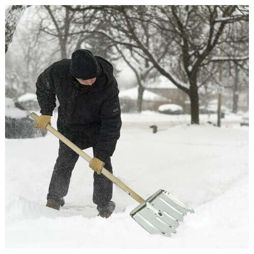  Лопата снеговая 50х33см, алюминиевая усиленная ребрами жесткости, деревянный черенок 130см, армирующая металлическая планка на клепках, лтсе | Инвентарь для уборки на улице и уходом за почвой