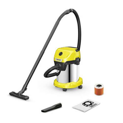  Пылесос хозяйственный karcher wd 3 s, мусоросборник 17 л, мощность 1000 вт, желтый, 1.628-135.0 | Пылесосы промышленные