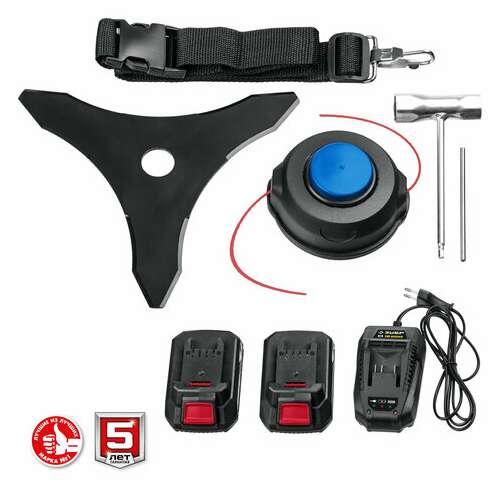  Триммер аккумуляторный зубр, с двумя аккумуляторами, 7000 об/мин, ширина скашивания 35 см, таб-365-22 | Триммеры электрические