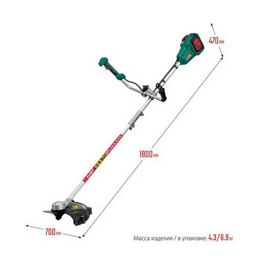  Триммер аккумуляторный зубр, с двумя аккумуляторами, 7000 об/мин, ширина скашивания 35 см, таб-365-22 | Триммеры электрические