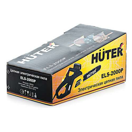  Электропила huter els-2000p, 2000 вт, 3800 об/мин, длина шины 40 см, 57 звеньев цепи, 70/10/3 | Электропилы цепные