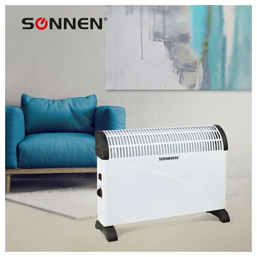  Обогреватель-конвектор sonnen y-01s, 2000 вт, 3 режима работы, белый/черный, 455309 | Конвекторные обогреватели