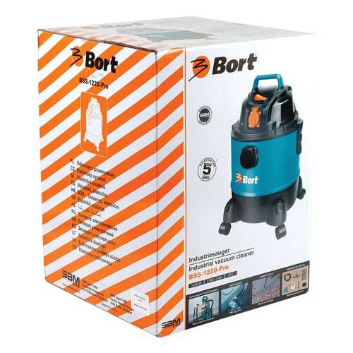  Пылесос хозяйственный bort bss-1220-pro, 1250 вт, сухая/влажная уборка, сила всасывания 250 вт, бак 20 л, 98291797 | Пылесосы промышленные