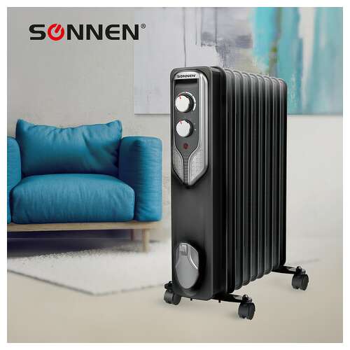 Обогреватель масляный sonnen dfn-09bl, 2000 вт, 9 секций, черный, 455311  Обогреватель масляный sonnen dfn-09bl, 2000 вт, 9 секций, черный, 455311 | Масляные обогреватели