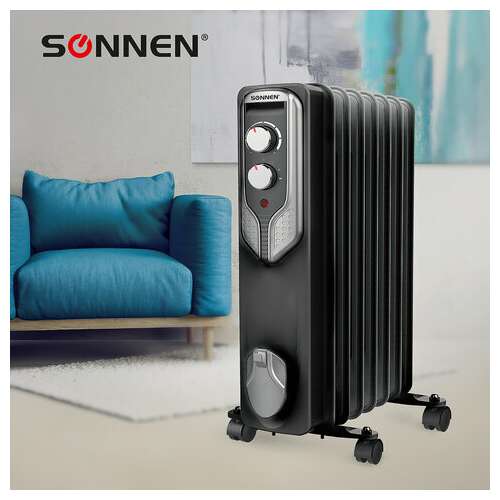  Обогреватель масляный sonnen dfn-07bl, 1500 вт, 7 секций, черный, 455310 | Масляные обогреватели