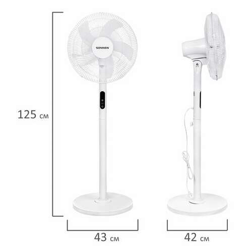  Вентилятор напольный lcd дисплей, пульт ду sonnen fs40-a999, 50 вт, 3 режима, белый, 455735 | Вентиляторы
