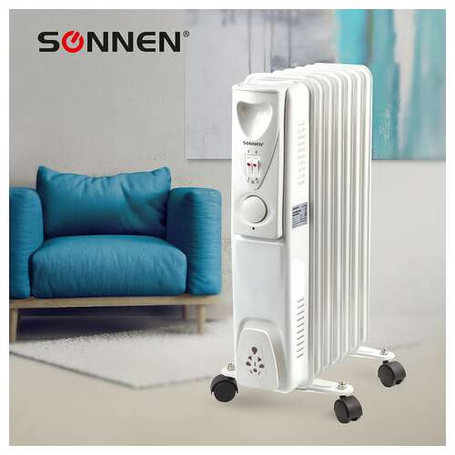  Обогреватель масляный sonnen dfs-07, 1500 вт, 7 секций, белый, 453498 | Масляные обогреватели