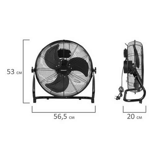  Вентилятор напольный повышенной мощности sonnen fe-45a, d=45 см, 120 вт, 3 скорости, черный, 455734 | Вентиляторы
