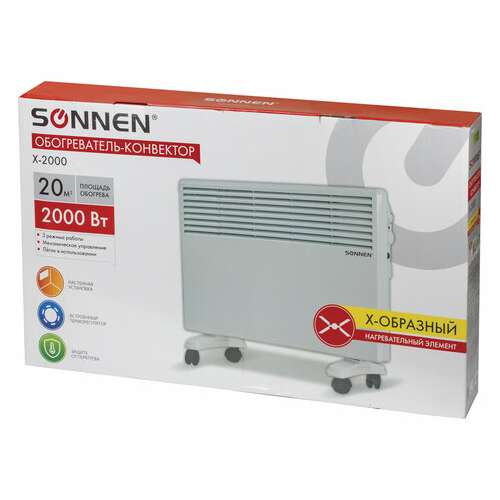 Обогреватель-конвектор sonnen x-2000, 2000 вт, напольная/настенная установка, белый, 453496  Обогреватель-конвектор sonnen x-2000, 2000 вт, напольная/настенная установка, белый, 453496 | Конвекторные обогреватели