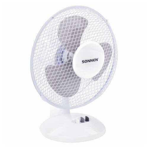  Вентилятор настольный sonnen ft23-b6, d=23 см, 25 вт, на подставке, 2 скоростных режима, белый/серый, 451038 | Вентиляторы