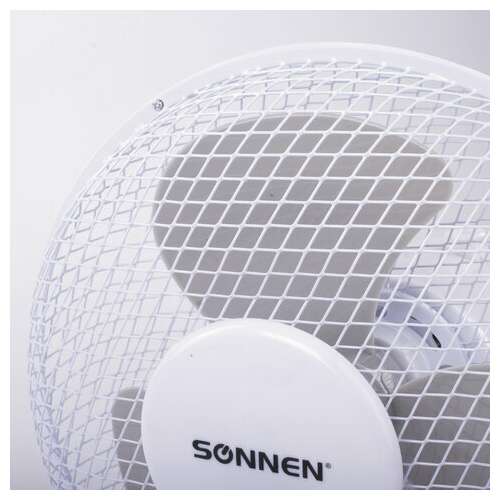  Вентилятор настольный sonnen ft23-b6, d=23 см, 25 вт, на подставке, 2 скоростных режима, белый/серый, 451038 | Вентиляторы