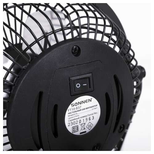  Вентилятор настольный usb sonnen ft10-b37а, d=10 см, 2,5 вт, металл, черный, 455733 | Вентиляторы