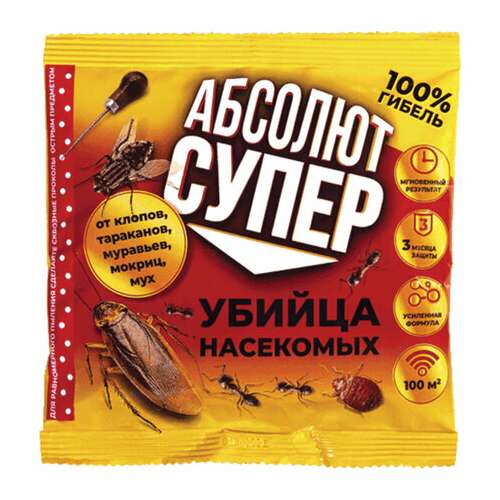  Средство от насекомых 100 г, абсолют дуст супер, пакет, адс100 | Средства от насекомых
