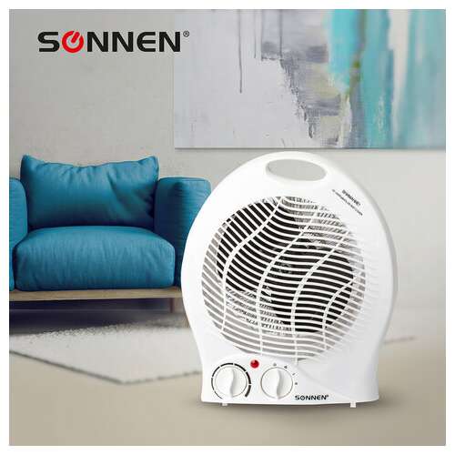  Тепловентилятор sonnen f-200, 1000/2000 вт, 2 режима работы, белый, 453493 | Тепловентиляторы