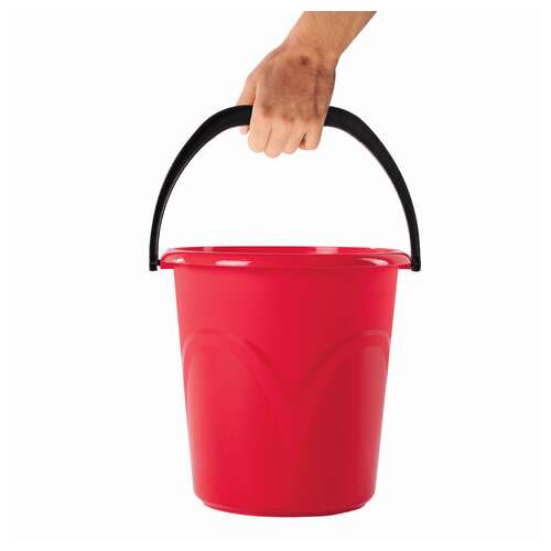  Ведро 8 л, без крышки, пластиковое, пищевое, с глянцевым узором, цвет красный, мерная шкала, laima, 603892 | Ведра хозяйственные