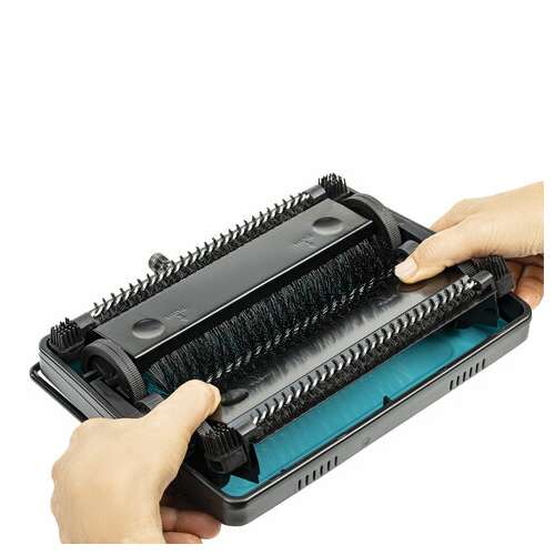  Щетка-веник-пылесос механическая для пола и ковровых покрытий, металл, чёрно-бирюзовая, daswerk, 608948 | Совки