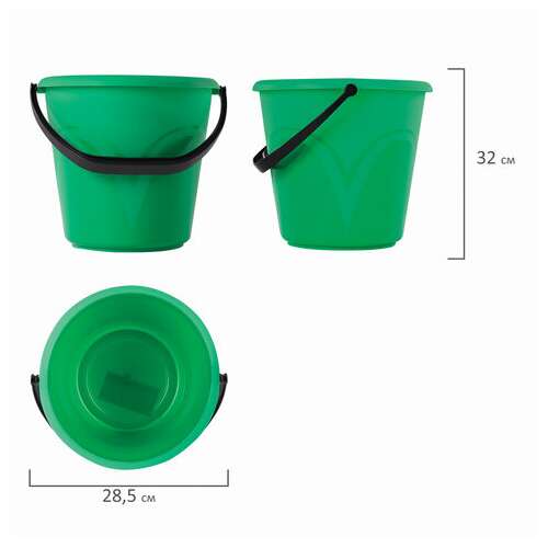  Ведро 10 л, без крышки, пластиковое, пищевое, с глянцевым узором, цвет зеленый, мерная шкала, laima, 603893 | Ведра хозяйственные