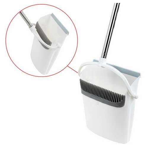  Совок для мусора + щетка на длинных рукоятках 77 см (металл), бело-серый, разборный, laima, 608947 | Совки