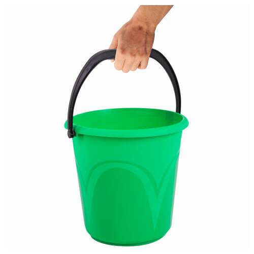  Ведро 10 л, без крышки, пластиковое, пищевое, с глянцевым узором, цвет зеленый, мерная шкала, laima, 603893 | Ведра хозяйственные