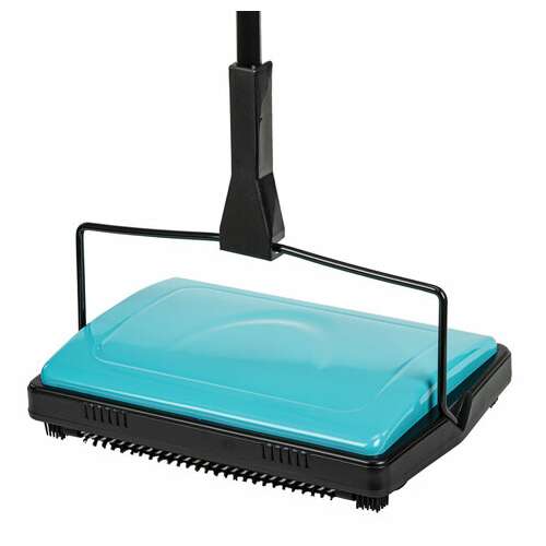  Щетка-веник-пылесос механическая для пола и ковровых покрытий, металл, чёрно-бирюзовая, daswerk, 608948 | Совки