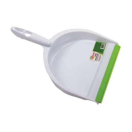  Совок для мусора + щетка, пластик, резиновая кромка, зелено-белый, любаша, 603615 | Совки