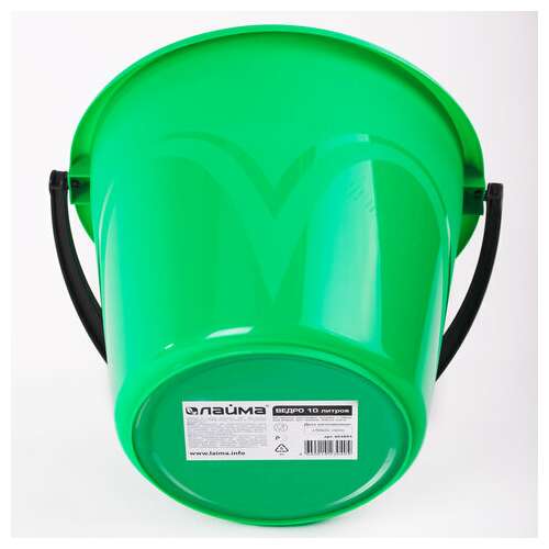  Ведро 10 л, без крышки, пластиковое, пищевое, с глянцевым узором, цвет зеленый, мерная шкала, laima, 603893 | Ведра хозяйственные