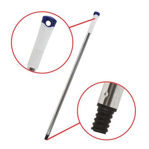  Совок для мусора + щетка, рукоятки 67 см, резиновая кромка, сбрасывание, сине-белый, laima, 601473 | Совки