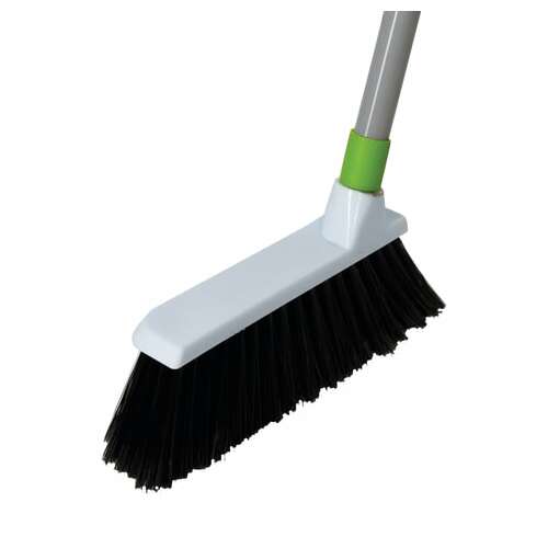  Совок для мусора + щетка, рукоятки 80 см с резьбой, пластик, зелено-белый, "ленивка", любаша, 603616 | Совки