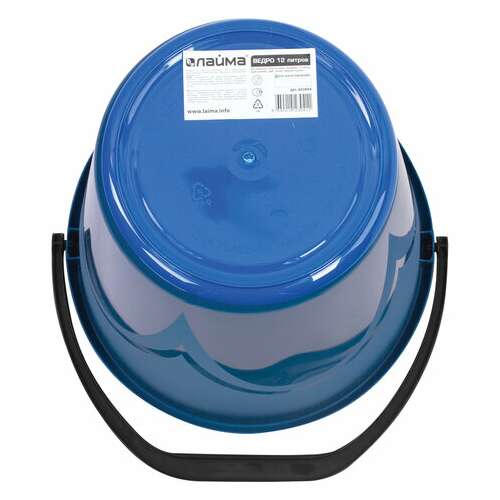  Ведро 12 л, без крышки, пластиковое, пищевое, с узором, цвет синий, мерная шкала, laima, 603894 | Ведра хозяйственные