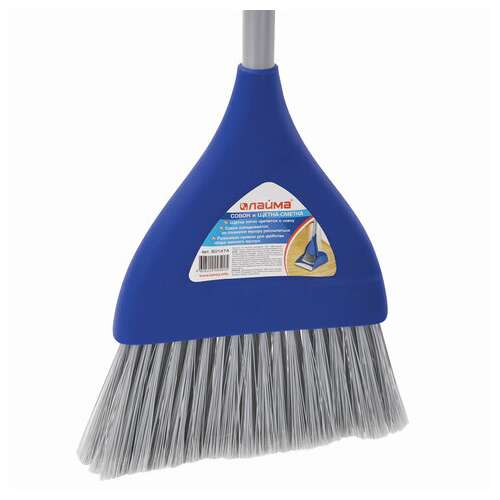  Совок для мусора + щетка, складной, металлические рукоятки 66 см, резиновая кромка, синий, laima, 601474 | Совки