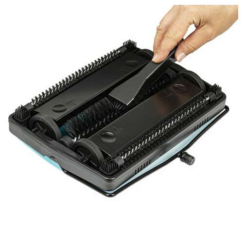  Щетка-веник-пылесос механическая для пола и ковровых покрытий, металл, чёрно-бирюзовая, daswerk, 608948 | Совки