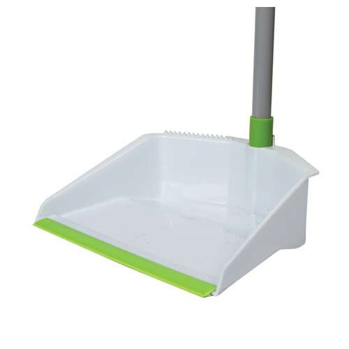  Совок для мусора + щетка, рукоятки 80 см с резьбой, пластик, зелено-белый, "ленивка", любаша, 603616 | Совки