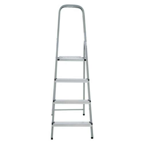  Стремянка сталь / алюминий 4 ступени, высота площадки 0,81м, дуга 0,6м, площадка 26х26см, до 150кг, вес 5,2кг новая высота, 1130104 | Лестницы и стремянки