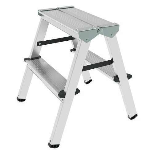  Стремянка алюминиевая двухсторонняя 2х2 ступени, высота площадки 0,43 м, до 150 кг, вес 1,8 кг, новая высота, 1120202 | Лестницы и стремянки