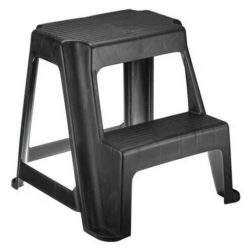  Стремянка-табурет, 2 ступени, стационарная, пластиковая, нагрузка 120 кг, вес 2,4 кг, черная, idea, м 2296 | Лестницы и стремянки
