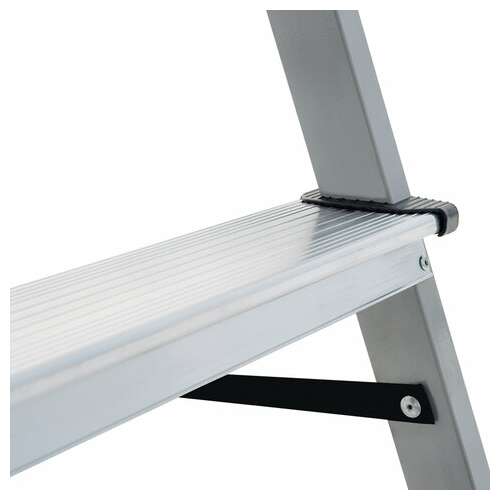  Стремянка сталь / алюминий 4 ступени, высота площадки 0,81м, дуга 0,6м, площадка 26х26см, до 150кг, вес 5,2кг новая высота, 1130104 | Лестницы и стремянки