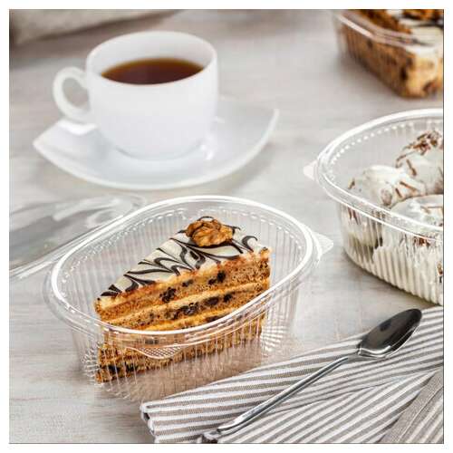 Одноразовый контейнер овальный 350 мл, с крышкой, юп-ркс, комплект 360 шт., прозрачный, пэт, юупм6003  Одноразовый контейнер овальный 350 мл, с крышкой, юп-ркс, комплект 360 шт., прозрачный, пэт, юупм6003 | Контейнеры одноразовые