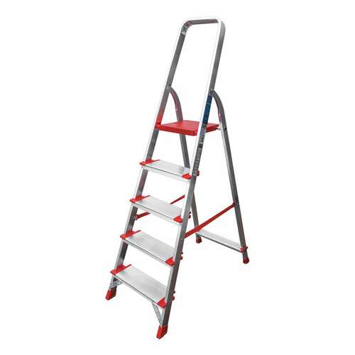  Стремянка алюминиевая 5 широких ступеней 13 см, площадка 1,1 м, нагрузка 225 кг, вес 6 кг, новая высота, 3117105, 5110105/3117105 | Лестницы и стремянки