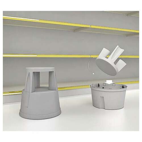  Стремянка-табурет передвижная, 2 ступени, на колесах (под нагрузкой статична), 43 см, пластик, до 150 кг, 640104 | Лестницы и стремянки