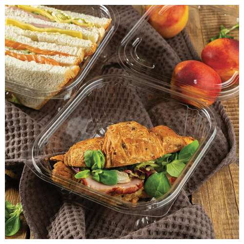  Одноразовый контейнер квадратный 500 мл с крышкой юп-рксп, комплект 360 шт., прозрачный пэт, юупм6013 | Контейнеры одноразовые